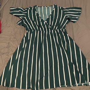 Short Striped wrap v-neck A-line dress